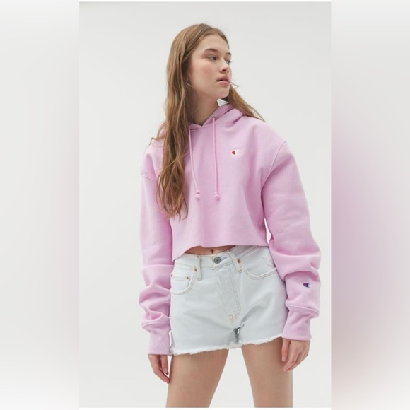 Champion Cropped Pink Hoodie🌸  Oversized. NWOT - Picture 1 of 5